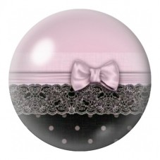 Cabochon en Verre Illustré Nœud Rose et Dentelle Noire 12 à 25mm pour la Création de Bijoux Fantaisie - DIY