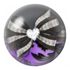Cabochon en Verre Illustré Nœud Argenté et Cœur Cristal 12 à 25mm pour la Création de Bijoux Fantaisie - DIY