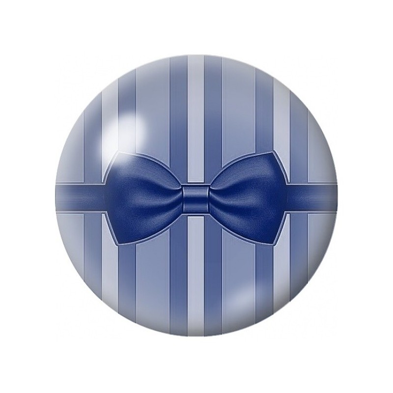 Cabochon en Verre Illustré Nœud Bleu Marine sur Rayures 12 à 25mm