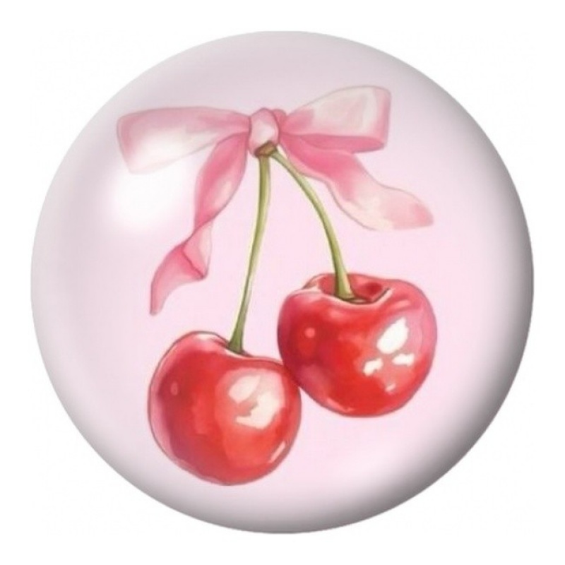 Cabochon en Verre Illustré Cerises Roses au Ruban 12 à 25mm