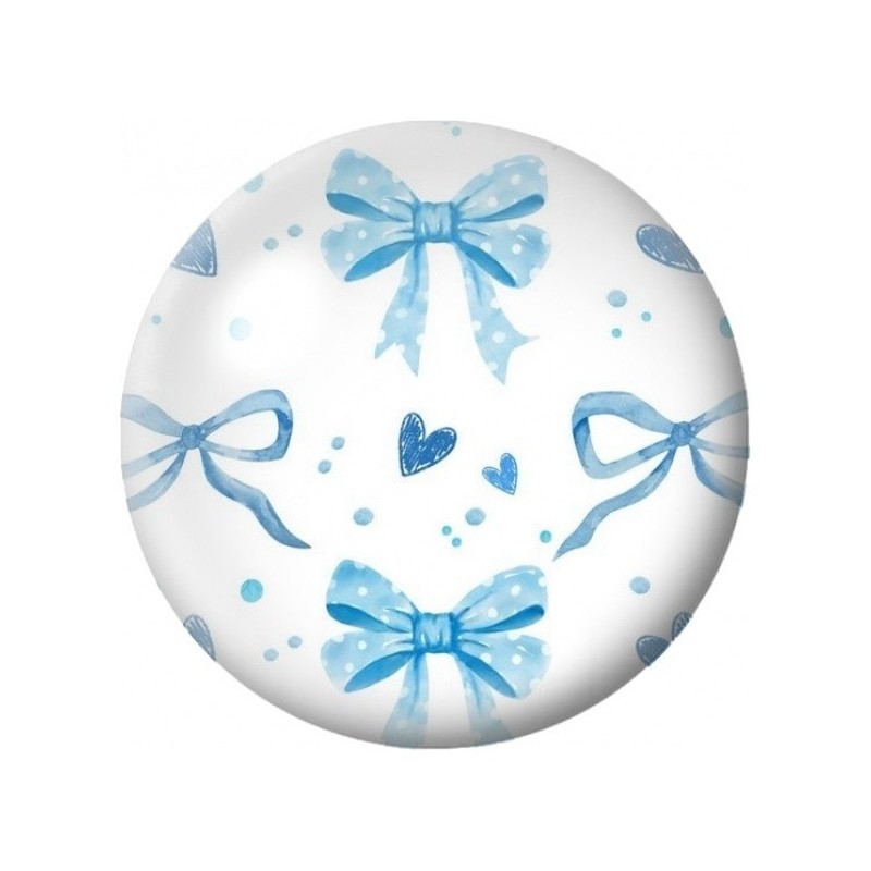 Cabochon en Verre Illustré Nœuds Bleus Aquarelle 12 à 25mm