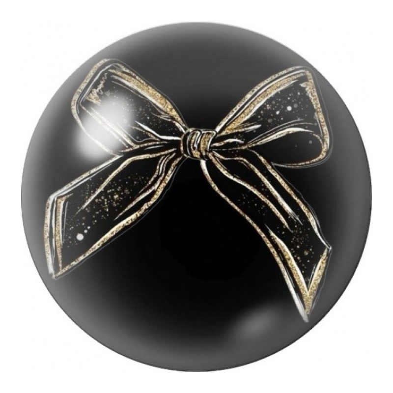 Cabochon en Verre Illustré Nœud Noir Bordé d’Or 12 à 25mm