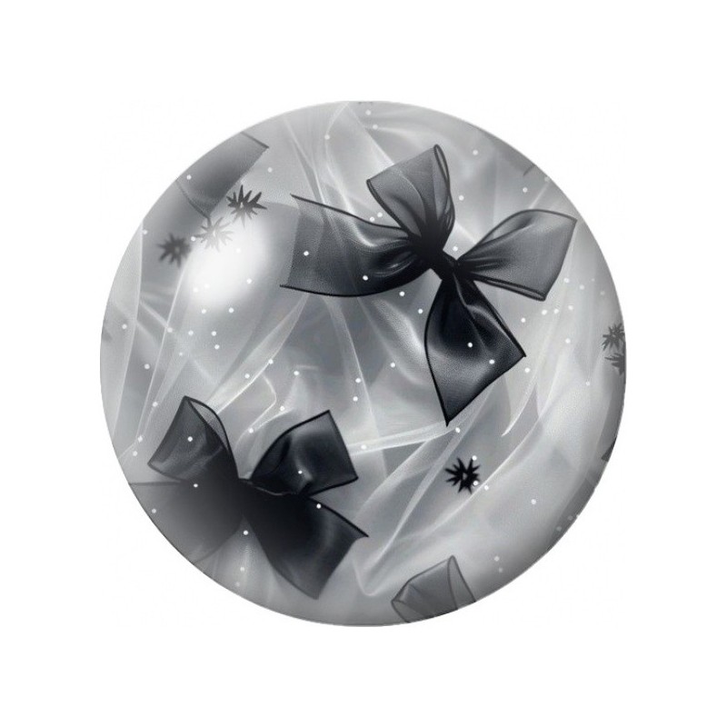 Cabochon en Verre Illustré Nœuds Noirs sur Fond Argenté 12 à 25mm