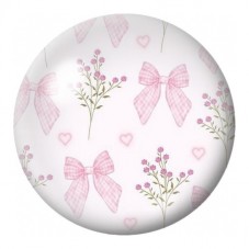 Cabochon en Verre Illustré Nœuds Roses et Fleurs Sauvages 12 à 25mm pour la Création de Bijoux Fantaisie - DIY
