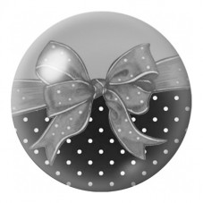 Cabochon en Verre Illustré Nœud Gris à Pois Blancs 12 à 25mm pour la Création de Bijoux Fantaisie - DIY