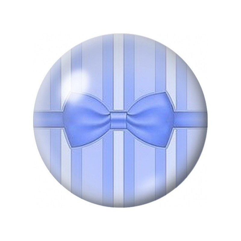 Cabochon en Verre Illustré Nœud Bleu sur Rayures 12 à 25mm