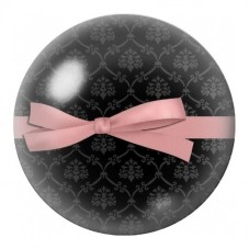 Cabochon en Verre Illustré Nœud Rose sur Damassé Noir 12 à 25mm pour la Création de Bijoux Fantaisie - DIY
