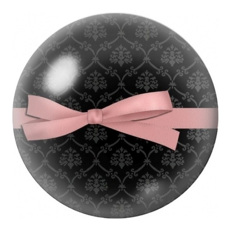 Cabochon en Verre Illustré Nœud Rose sur Damassé Noir 12 à 25mm