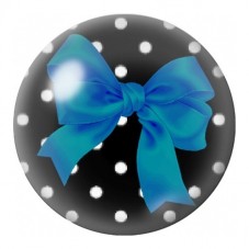 Cabochon en Verre Illustré Nœud Turquoise sur Fond Noir à Pois 12 à 25mm pour la Création de Bijoux Fantaisie - DIY