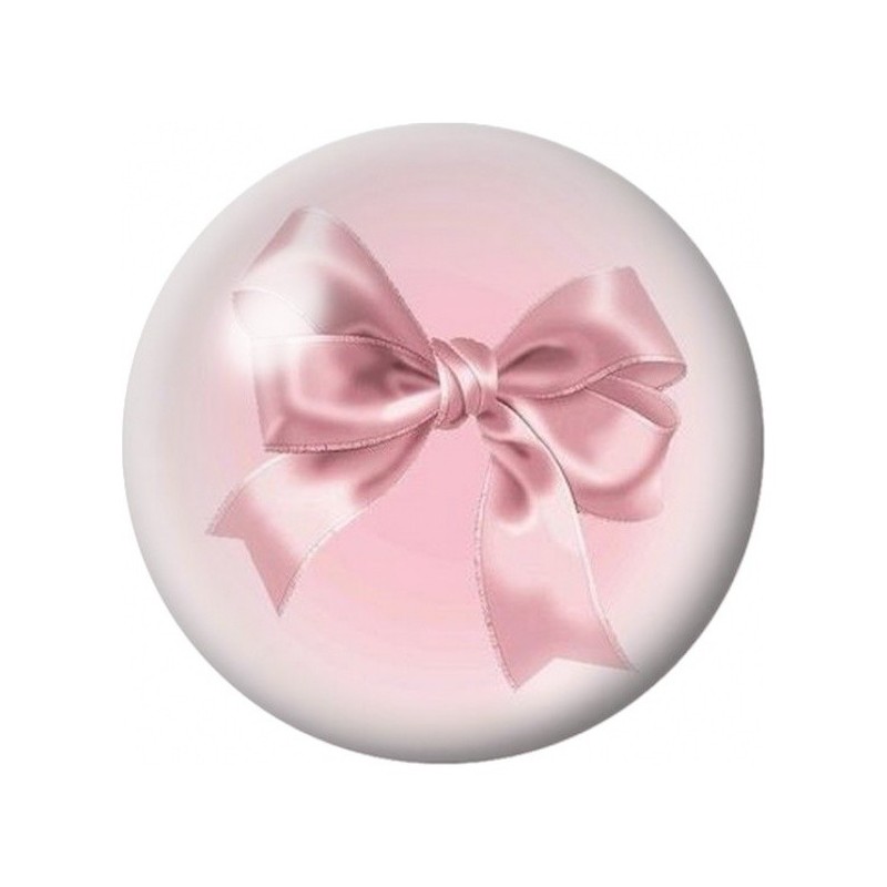 Cabochon en Verre Illustré Nœud Rose Satiné 12 à 25mm