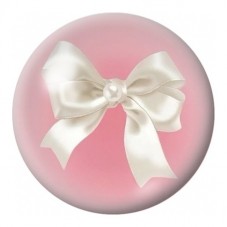 Cabochon en Verre Illustré Nœud Blanc sur Fond Rose 12 à 25mm pour la Création de Bijoux Fantaisie - DIY