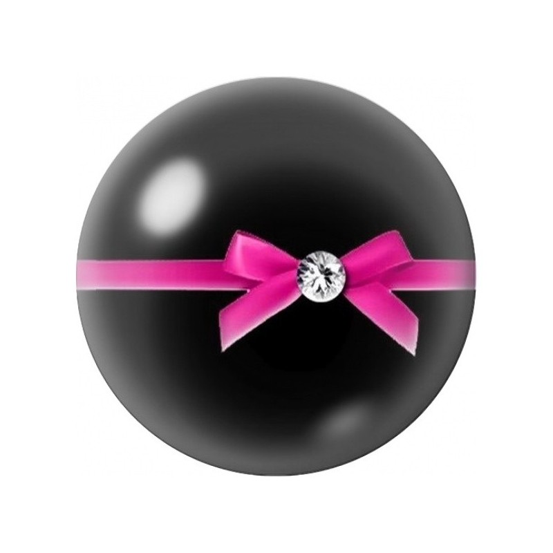 Cabochon en Verre Illustré Petit Nœud Fuchsia et Cristal 12 à 25mm