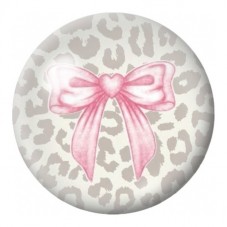 Cabochon en Verre Illustré Nœud Rose sur Léopard Blanc 12 à 25mm pour la Création de Bijoux Fantaisie - DIY
