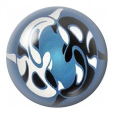 Cabochon en Verre Illustré Yin Yang Dauphins Bleus 12 à 25mm pour la Création de Bijoux Fantaisie - DIY