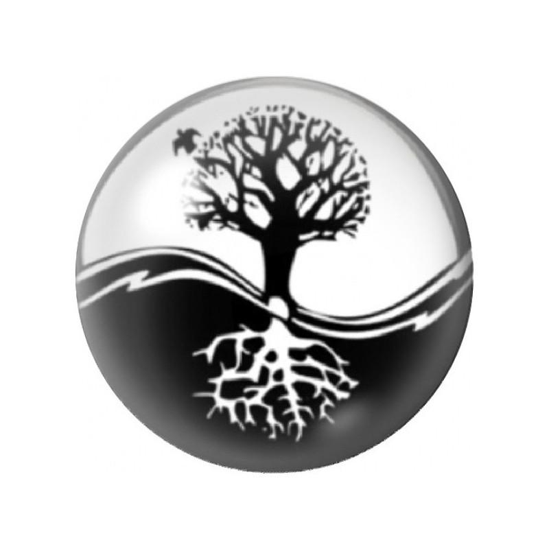 Cabochon en Verre Illustré Yin Yang Arbre et Racines 12 à 25mm