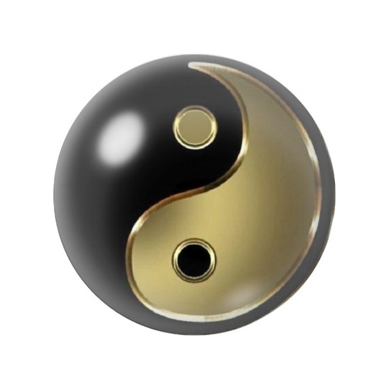 Cabochon en Verre Illustré Yin Yang Noir et Doré 12 à 25mm