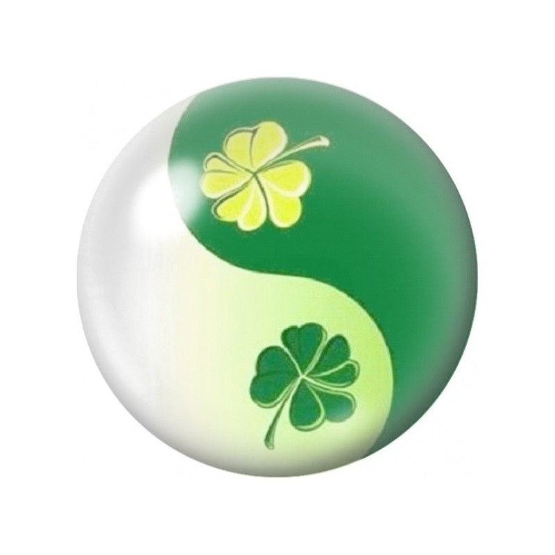 Cabochon en Verre Illustré Yin Yang Trèfles Porte-Bonheur 12 à 25mm