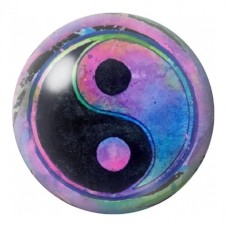 Cabochon en Verre Illustré Yin Yang Violet et Turquoise 12 à 25mm pour la Création de Bijoux Fantaisie - DIY