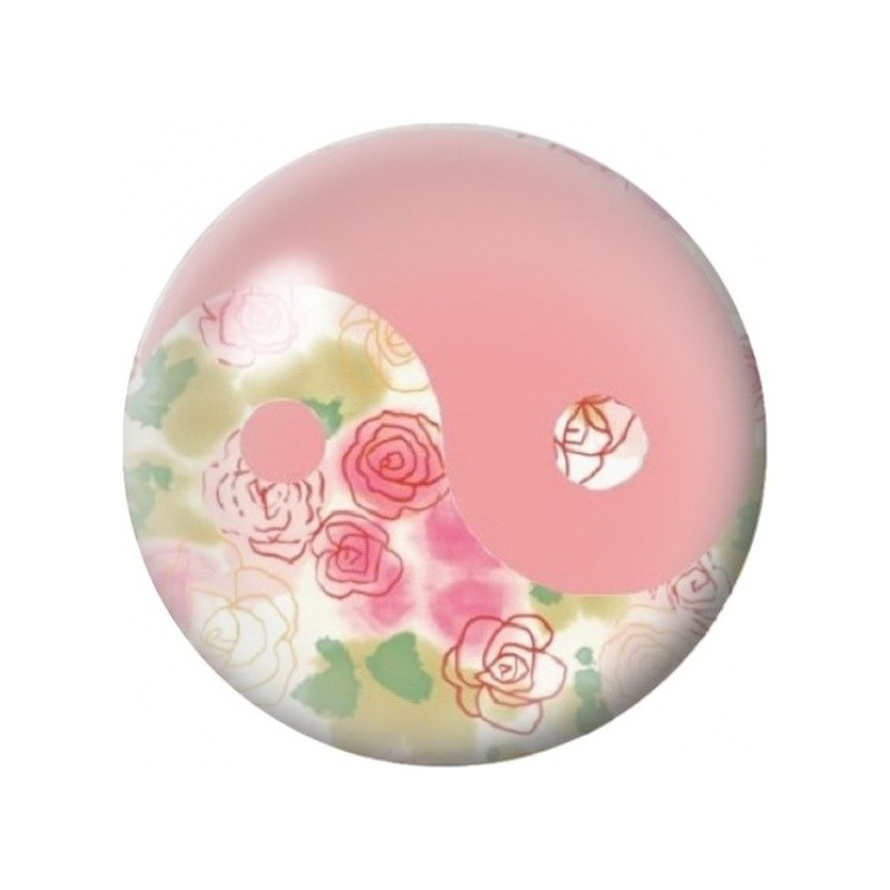 Cabochon en Verre Illustré Yin Yang Roses Pastel 12 à 25mm