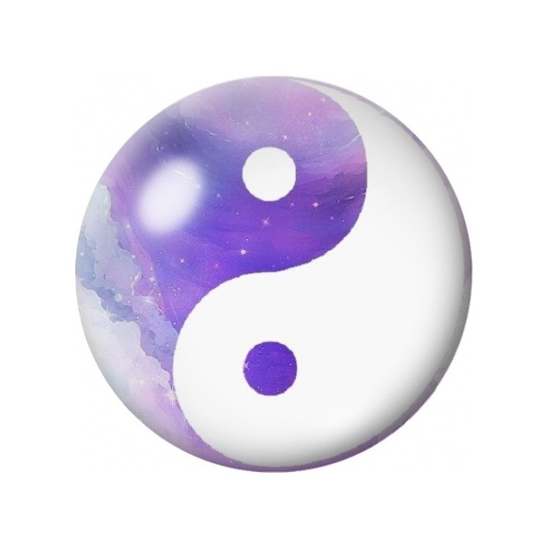 Cabochon en Verre Illustré Yin Yang Violet Aquarelle 12 à 25mm