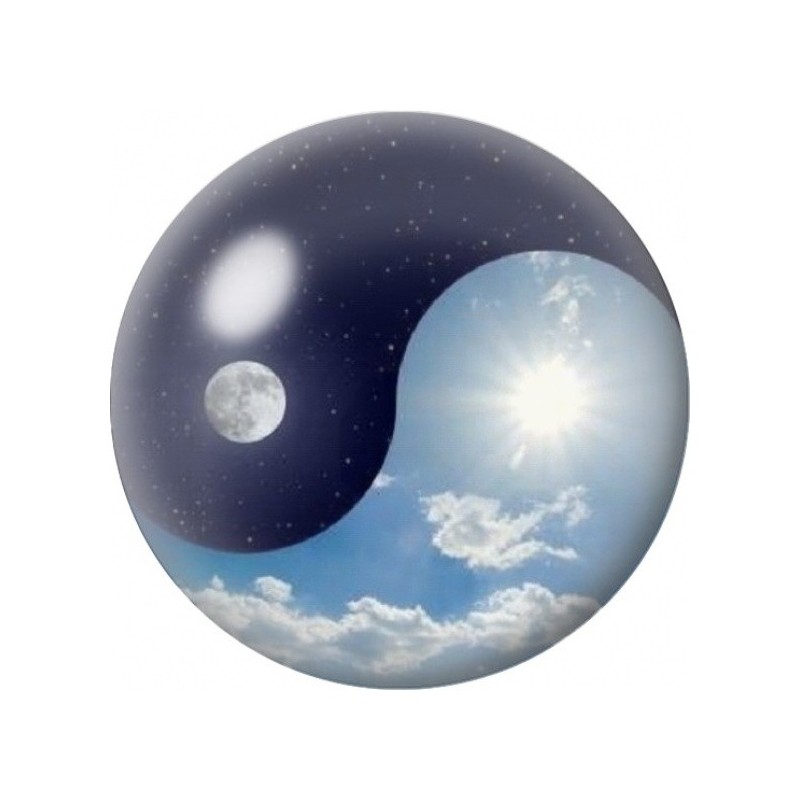 Cabochon en Verre Illustré Yin Yang Jour et Nuit Étoilée 12 à 25mm