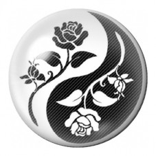 Cabochon en Verre Illustré Yin Yang Roses Noir et Blanc 12 à 25mm pour la Création de Bijoux Fantaisie - DIY