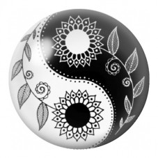Cabochon en Verre Illustré Yin Yang Tournesols Noir et Blanc 12 à 25mm pour la Création de Bijoux Fantaisie - DIY