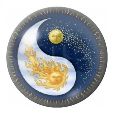 Cabochon en Verre Illustré Yin Yang Soleil et Lune de Feu 12 à 25mm pour la Création de Bijoux Fantaisie - DIY