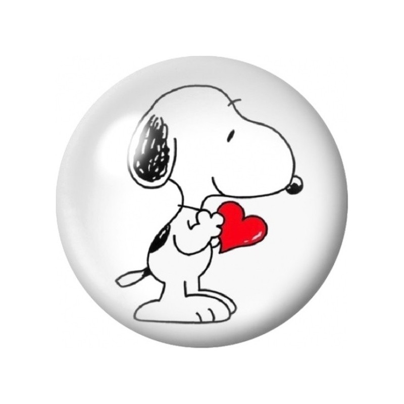 Cabochon en Verre Illustré Snoopy au Cœur Rouge 12 à 25mm