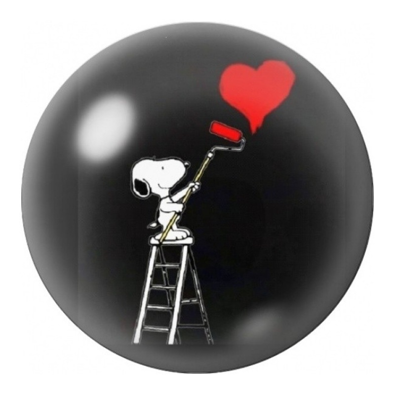 Cabochon en Verre Illustré Snoopy Peint un Cœur Rouge 12 à 25mm