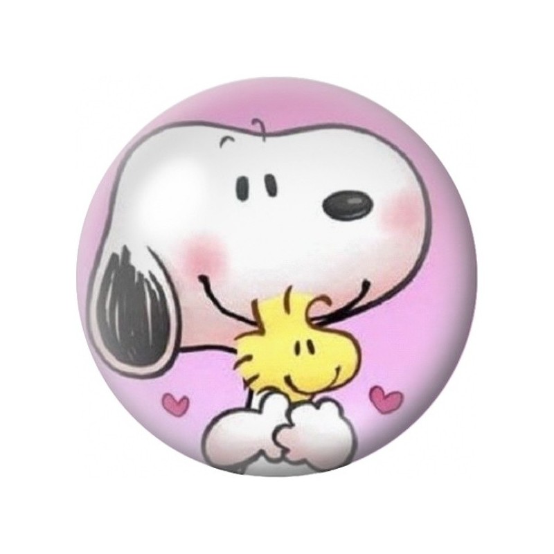Cabochon en Verre Illustré Snoopy Câline Woodstock 12 à 25mm