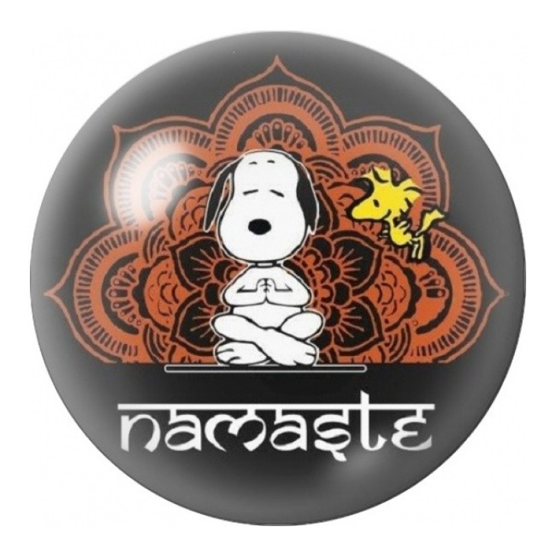 Cabochon en Verre Illustré Snoopy Méditation Namasté 12 à 25mm