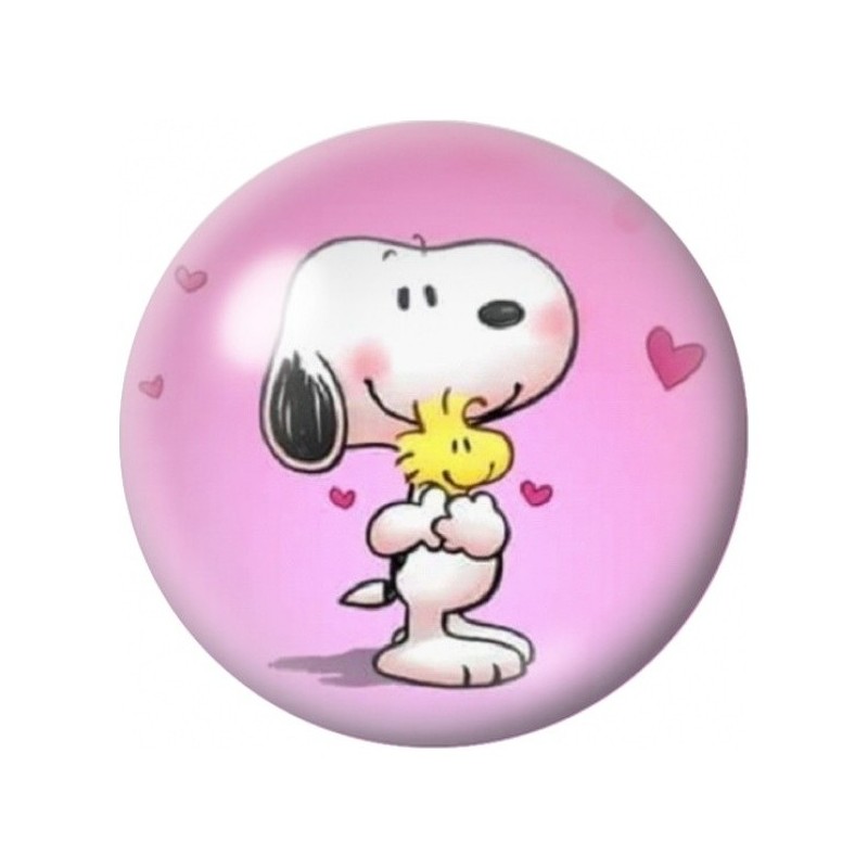 Cabochon en Verre Illustré Snoopy et Woodstock Amoureux 12 à 25mm