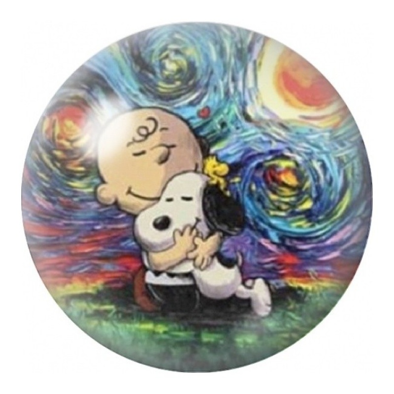 Cabochon en Verre Illustré Snoopy et Charlie Brown Nuit Étoilée 12 à 25mm
