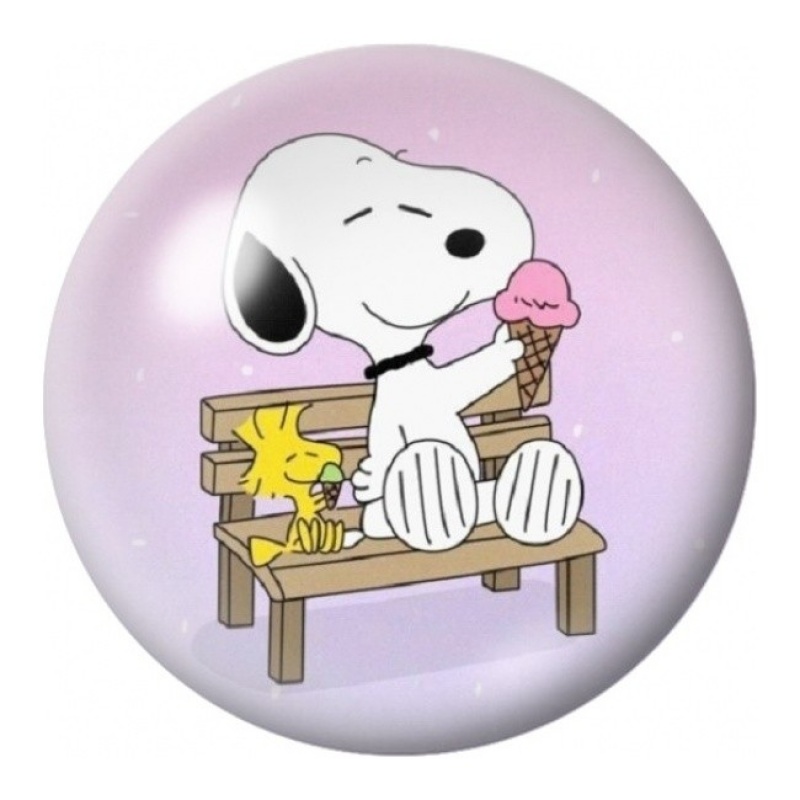 Cabochon en Verre Illustré Snoopy Mange une Glace 12 à 25mm