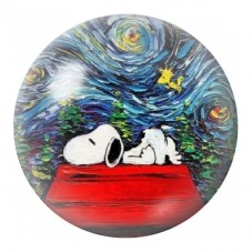 Cabochon en Verre Illustré Snoopy Endormi sous la Nuit Étoilée 12 à 25mm pour la Création de Bijoux Fantaisie - DIY