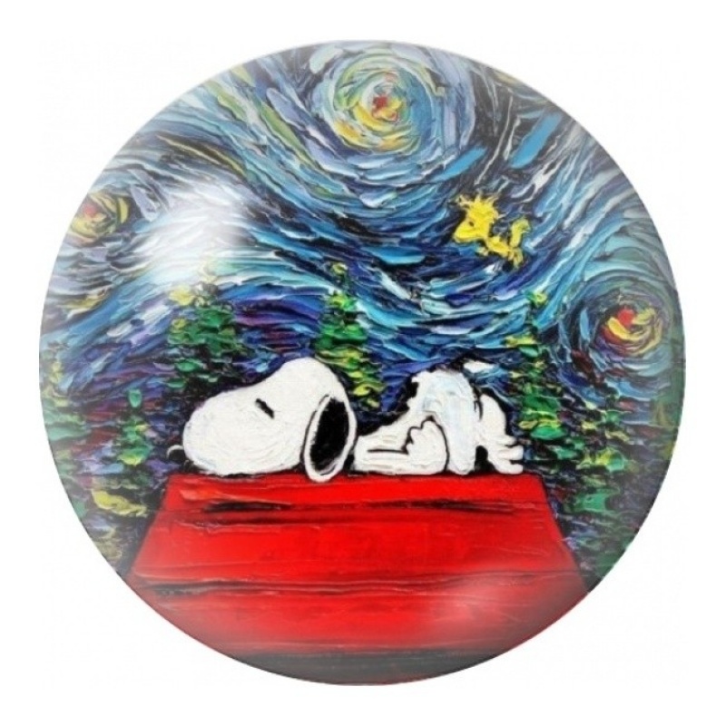 Cabochon en Verre Illustré Snoopy Endormi sous la Nuit Étoilée 12 à 25mm