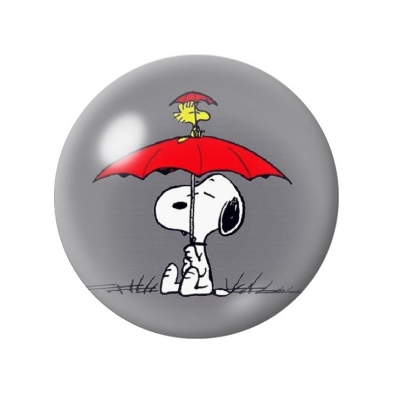 Cabochon en Verre Illustré Snoopy sous le Parapluie Rouge 12 à 25mm