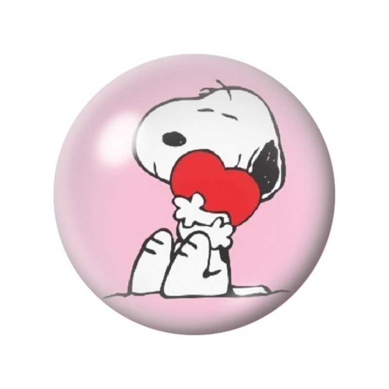Cabochon en Verre Illustré Snoopy Câline un Cœur Rouge 12 à 25mm