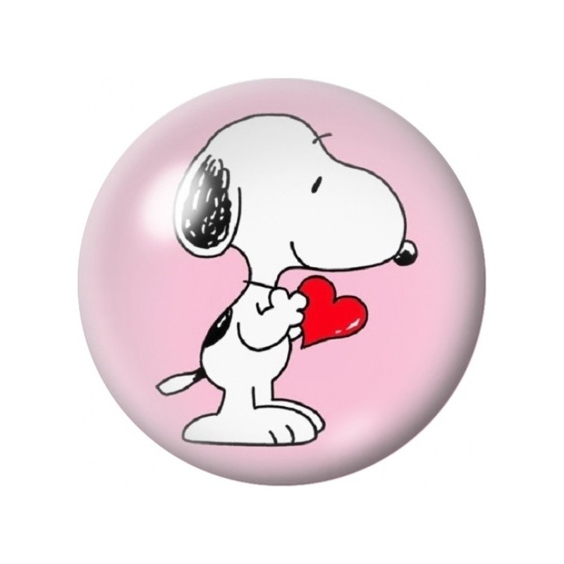 Cabochon en Verre Illustré Snoopy au Petit Cœur Rouge 12 à 25mm