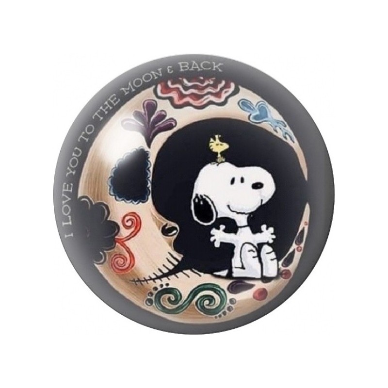Cabochon en Verre Illustré Snoopy I Love You to the Moon 12 à 25mm