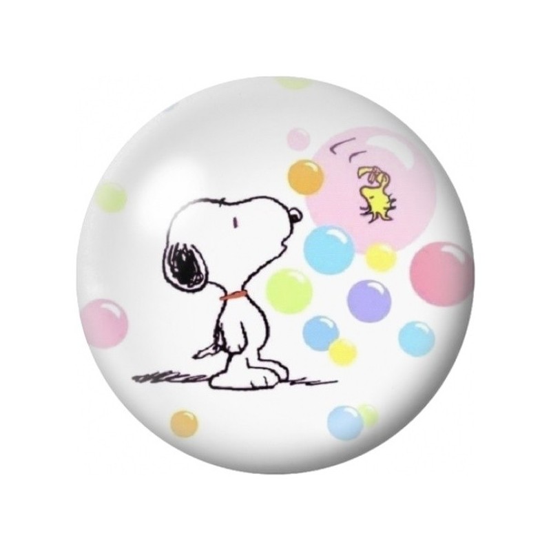 Cabochon en Verre Illustré Snoopy et Woodstock parmi les Bulles 12 à 25mm