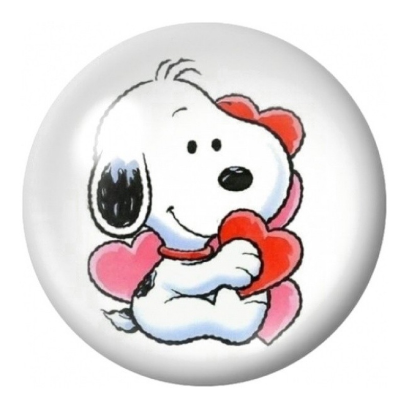 Cabochon en Verre Illustré Snoopy Câline des Cœurs 12 à 25mm