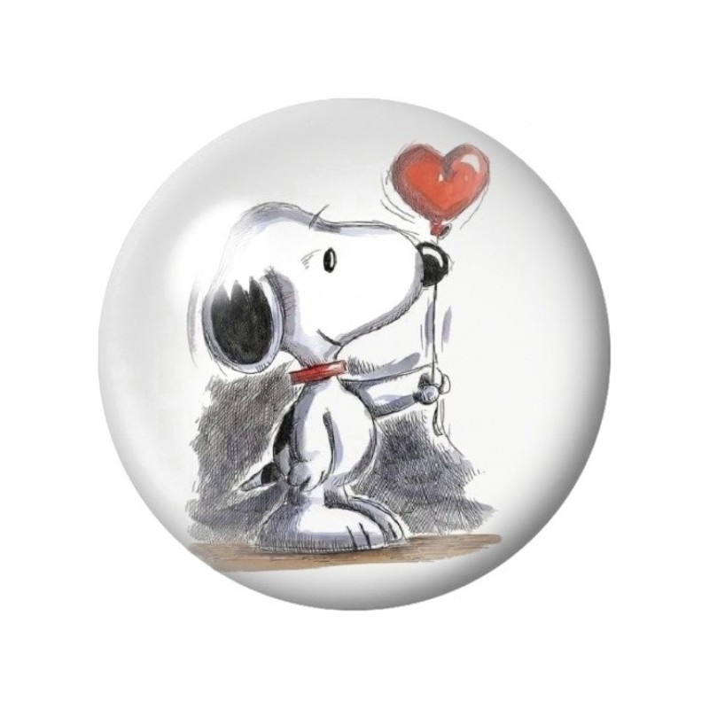 Cabochon en Verre Illustré Snoopy au Ballon Cœur 12 à 25mm