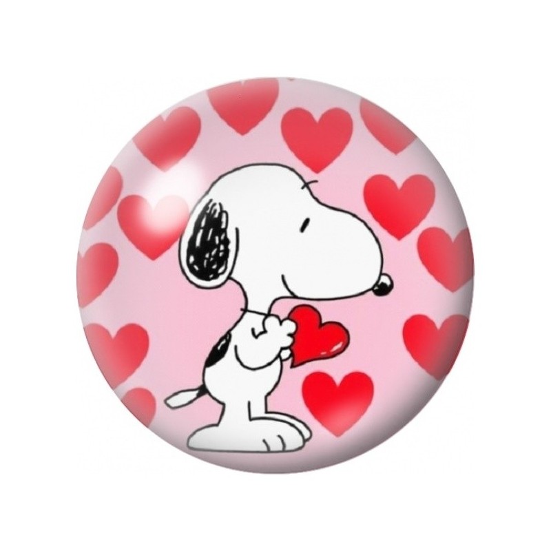 Cabochon en Verre Illustré Snoopy au Cœur parmi les Cœurs 12 à 25mm