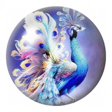 Cabochon en Verre Illustré Paon Blanc Fantastique 12 à 25mm pour la Création de Bijoux Fantaisie - DIY