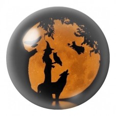 Cabochon en Verre Illustré Sorcières devant la Lune 12 à 25mm pour la Création de Bijoux Fantaisie - DIY