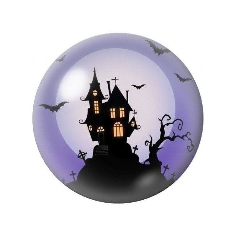 Cabochon en Verre Illustré Manoir sous la Lune Violette 12 à 25mm