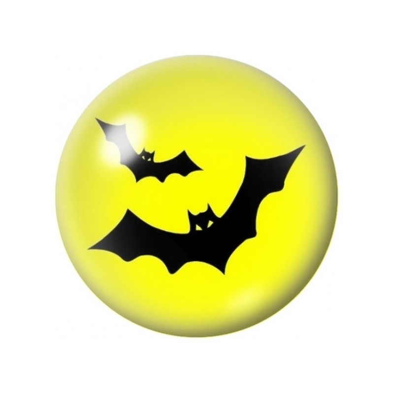 Cabochon en Verre Illustré Chauves-Souris sur Fond Jaune 12 à 25mm
