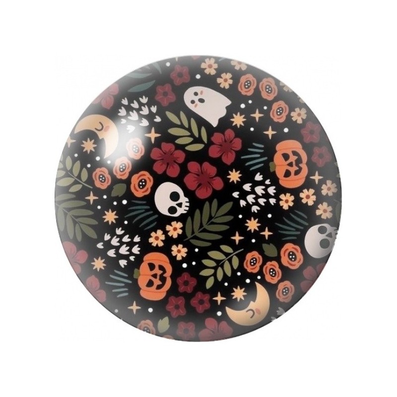 Cabochon en Verre Illustré Motifs Floraux d’Halloween 12 à 25mm